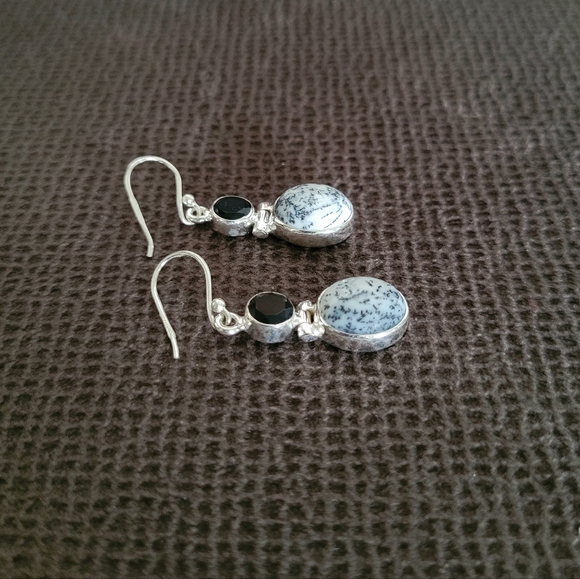 Shivam Oval Shaped Dendritic Agate Earrings - Picture 10 of 14